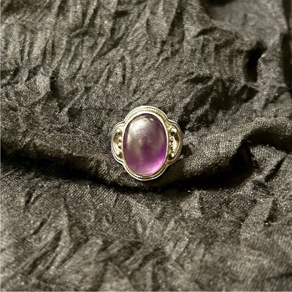Handcrafted 925 Silver Amethyst Boho Southwestern Bohemian Ring US Size 8.5/9